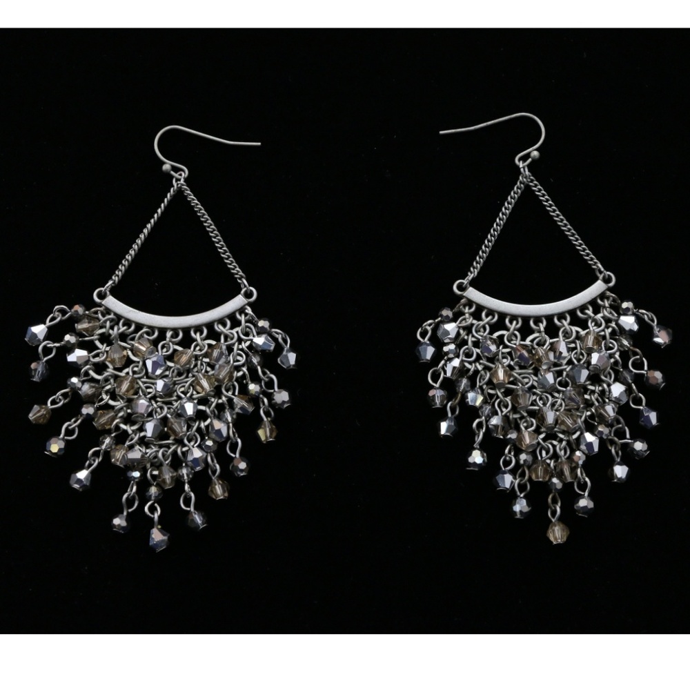 Express Drop-Dangle-Earrings Silver/Gray NWT - Picture 6 of 6